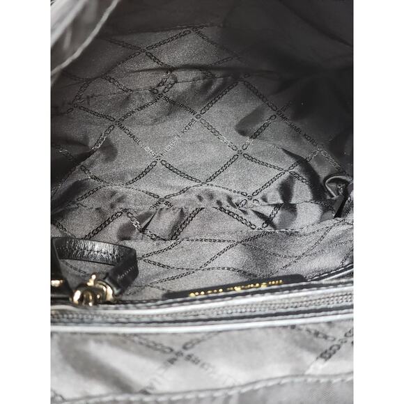 Michael Kors Leila Flap Medium Nylon Backpack Bag Gold Studs - Picture 10 of 11